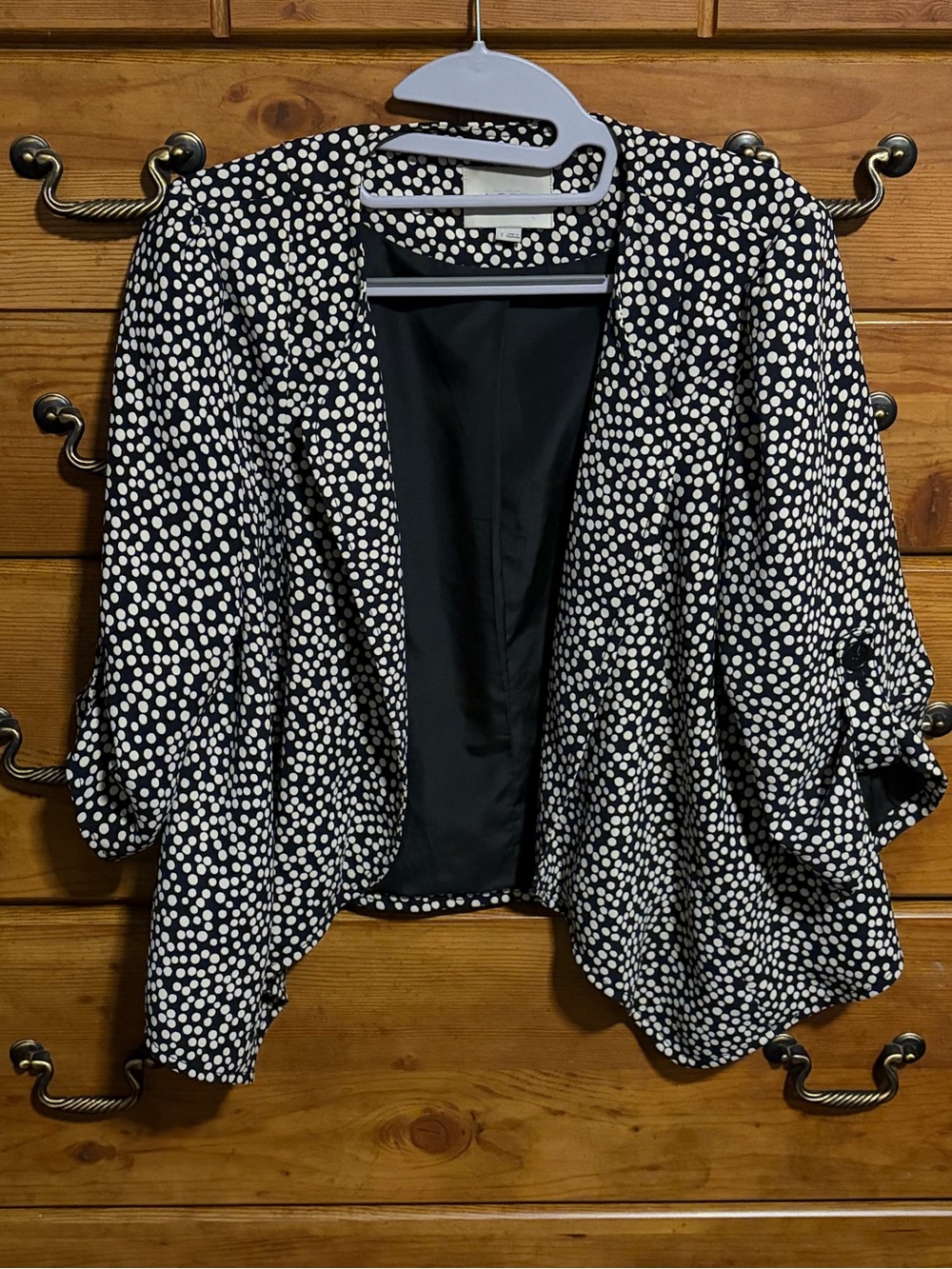 LOFT Black and White Polka Dot Open Front Cardigan